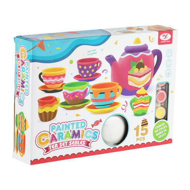 DIY PAINTED CARAMICS TEA SET - 15 PCS